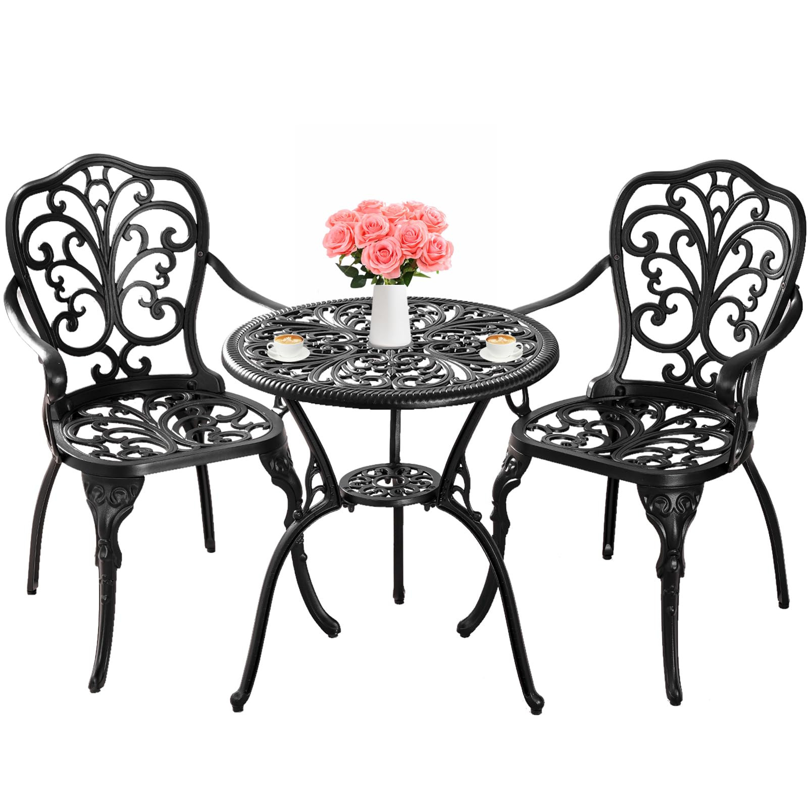 Bistro Set 3 Piece Outdoor, Bistro Table and Chairs Set of 2, All Weather Patio Bistro Set with U... | Amazon (US)