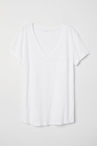 H & M - V-neck Jersey Top - White | H&M (US)