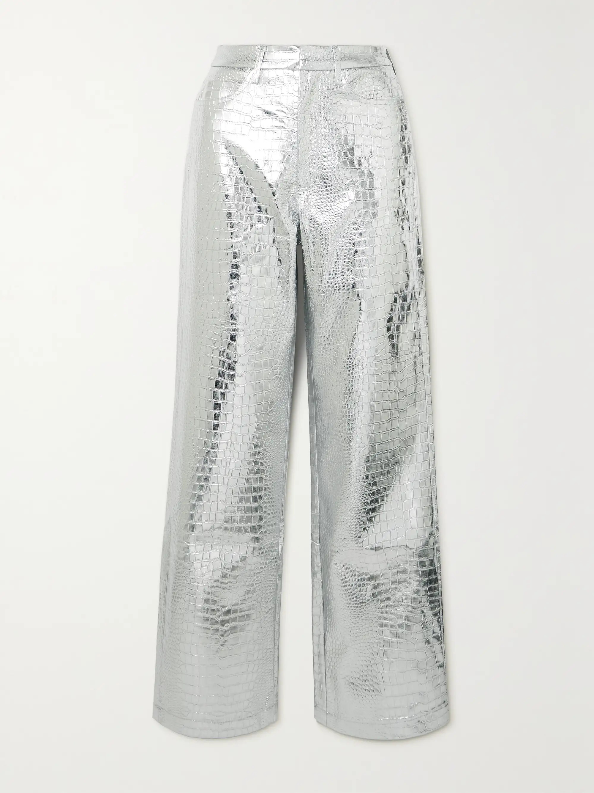 Rotie metallic croc-effect coated faux leather wide-leg pants | NET-A-PORTER APAC