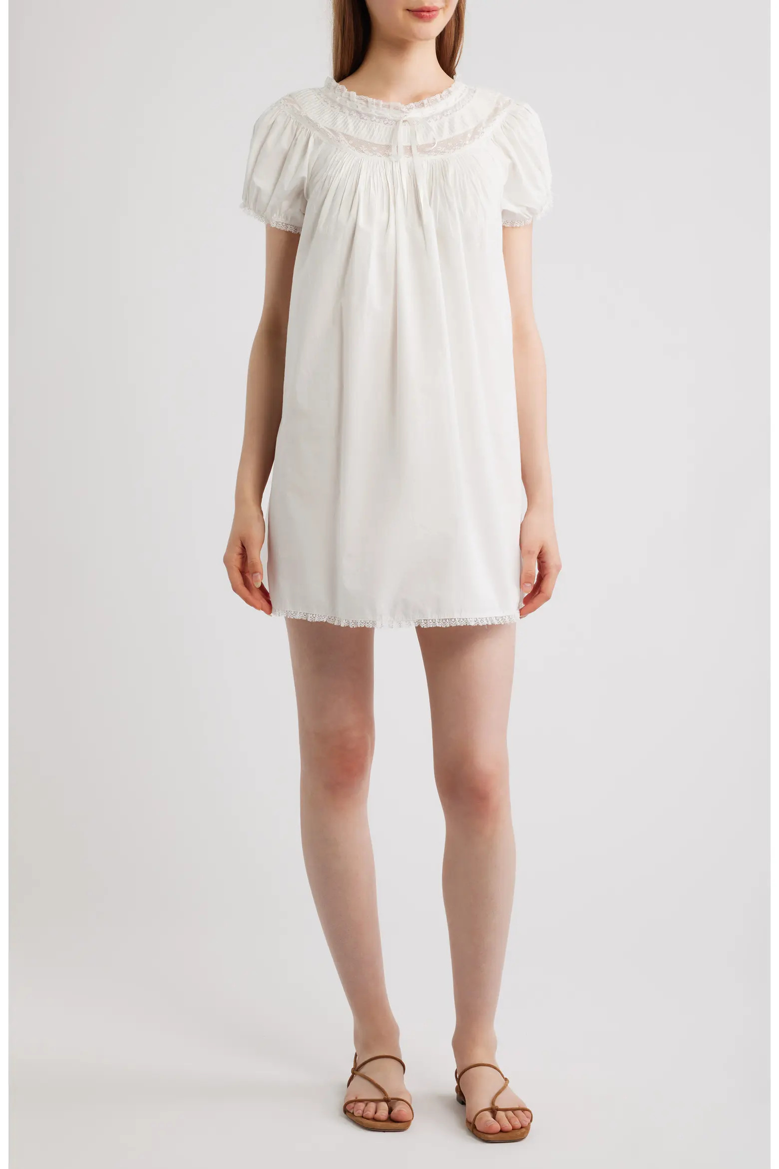 DÔEN Daphne Lace Detail Organic Cotton Minidress (Women) | Nordstrom | Nordstrom