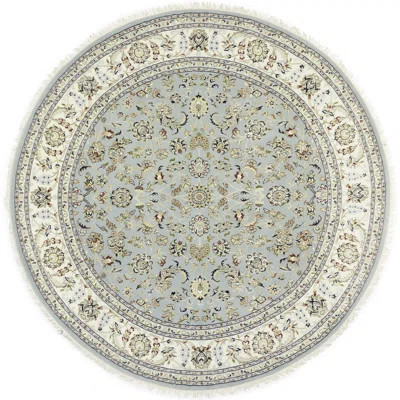 Blue Traditional 8X8 Indo-Nain Oriental Round Rug | Wayfair North America