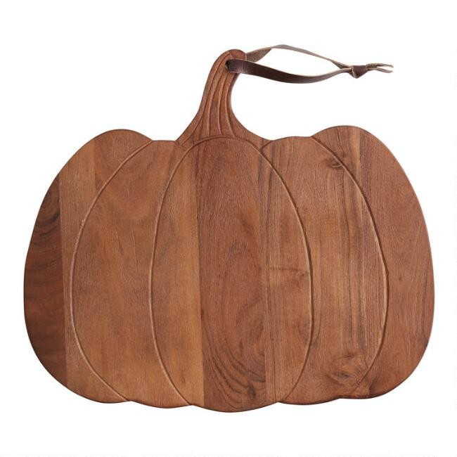 Natural Acacia Wood Pumpkin Serving Board | World Market