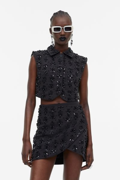 Beaded Twill Wrap Skirt | H&M (US + CA)