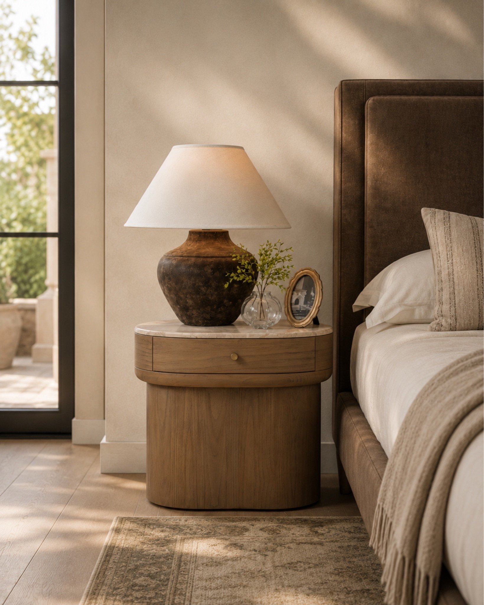 Simple, yet beautiful nightstand styling inspiration! I love the mixed materials and shape of this bedside table. Functional and elevated!

#LTKHome