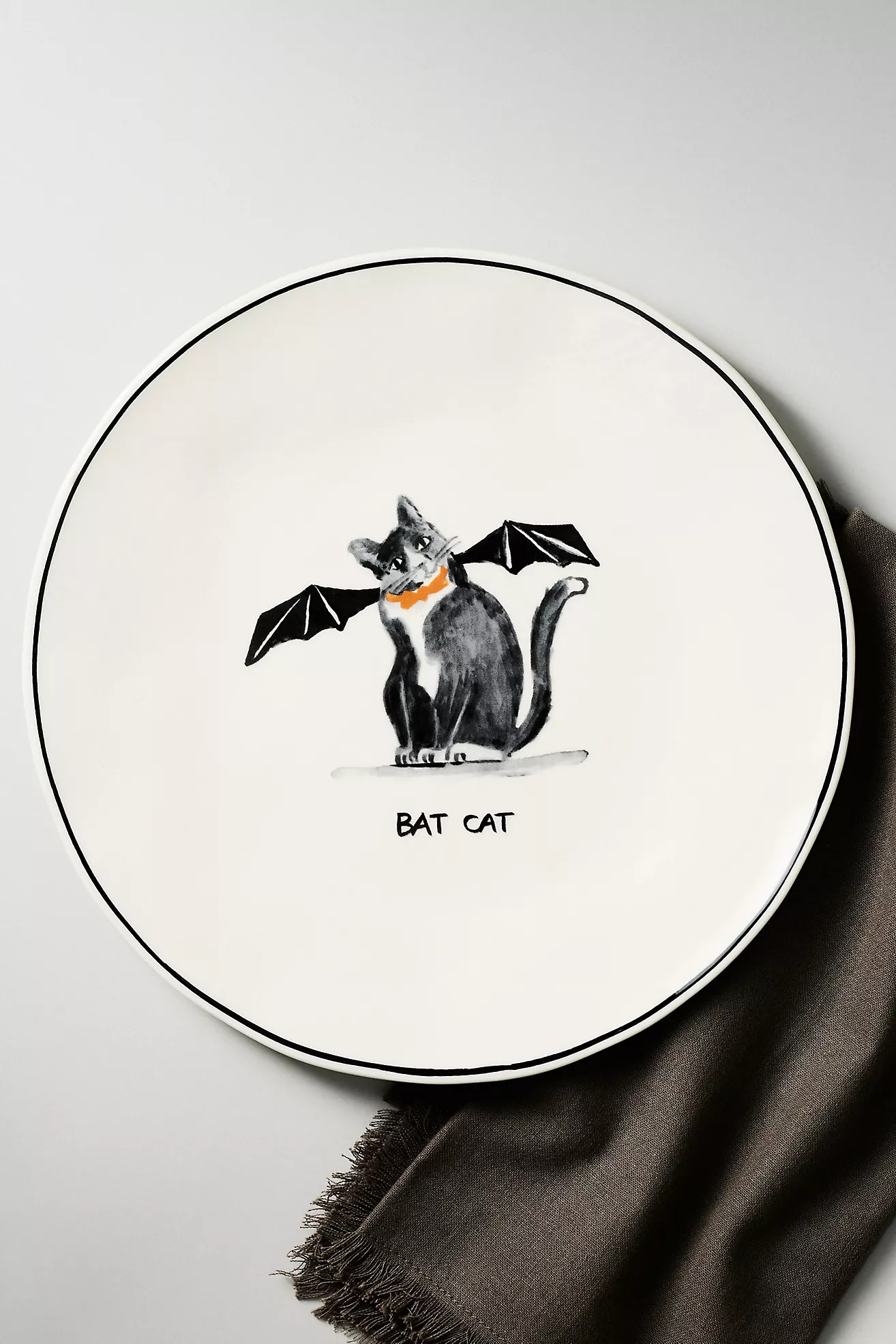 Molly Hatch Stoneware Halloween Cat Dessert Plate | Anthropologie (US)