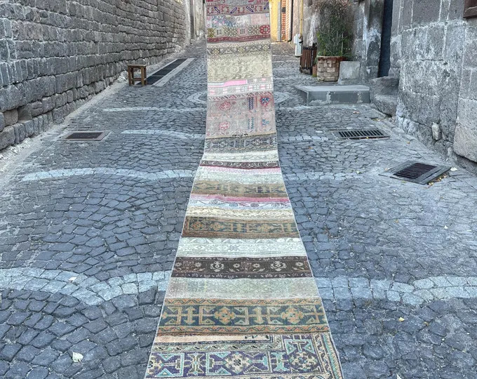 2x19 Vintage Runner Rug, Extra Long Corridor Rug, 2x19 Turkish Stair Rug, Wool Decor Rug, Hallway... | Etsy (US)