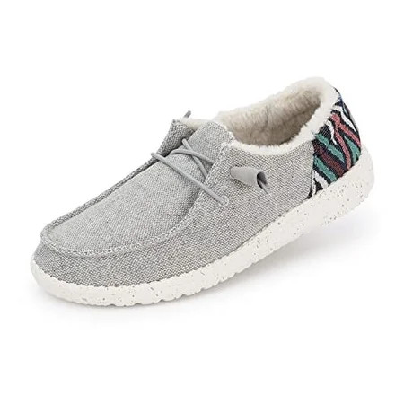 Hey Dude Wendy Boho Faux Fur Funk Wool Grey Aztec Loafers Shoes | Size 8 | Walmart (US)