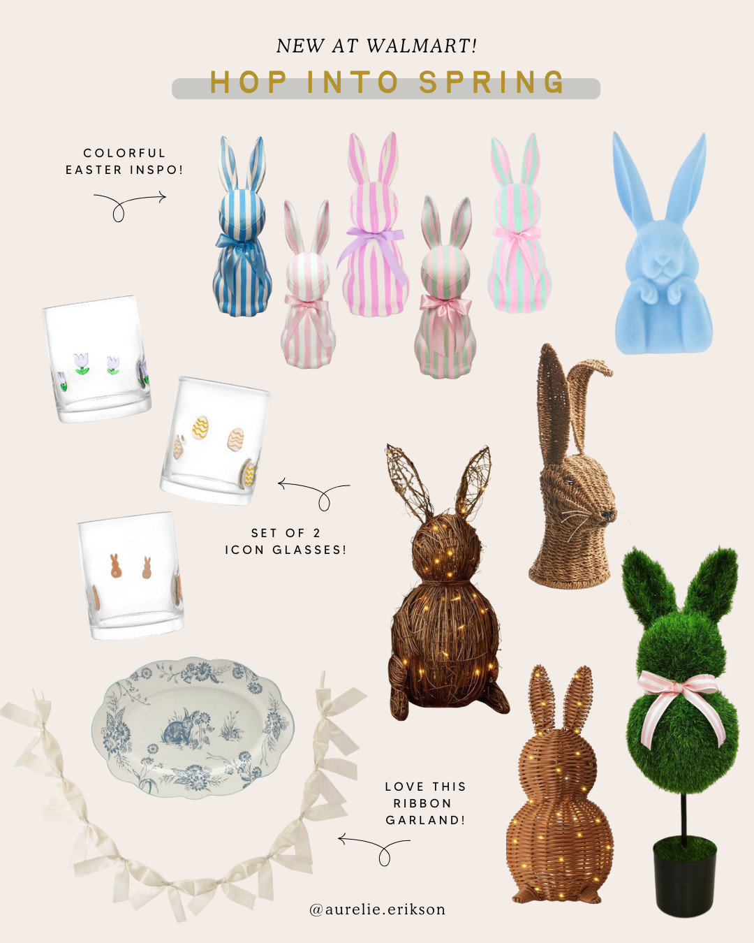 NEW spring at Walmart! Loving the icon glasses and striped bunnies! 

 #LTKSeasonal #LTKHome