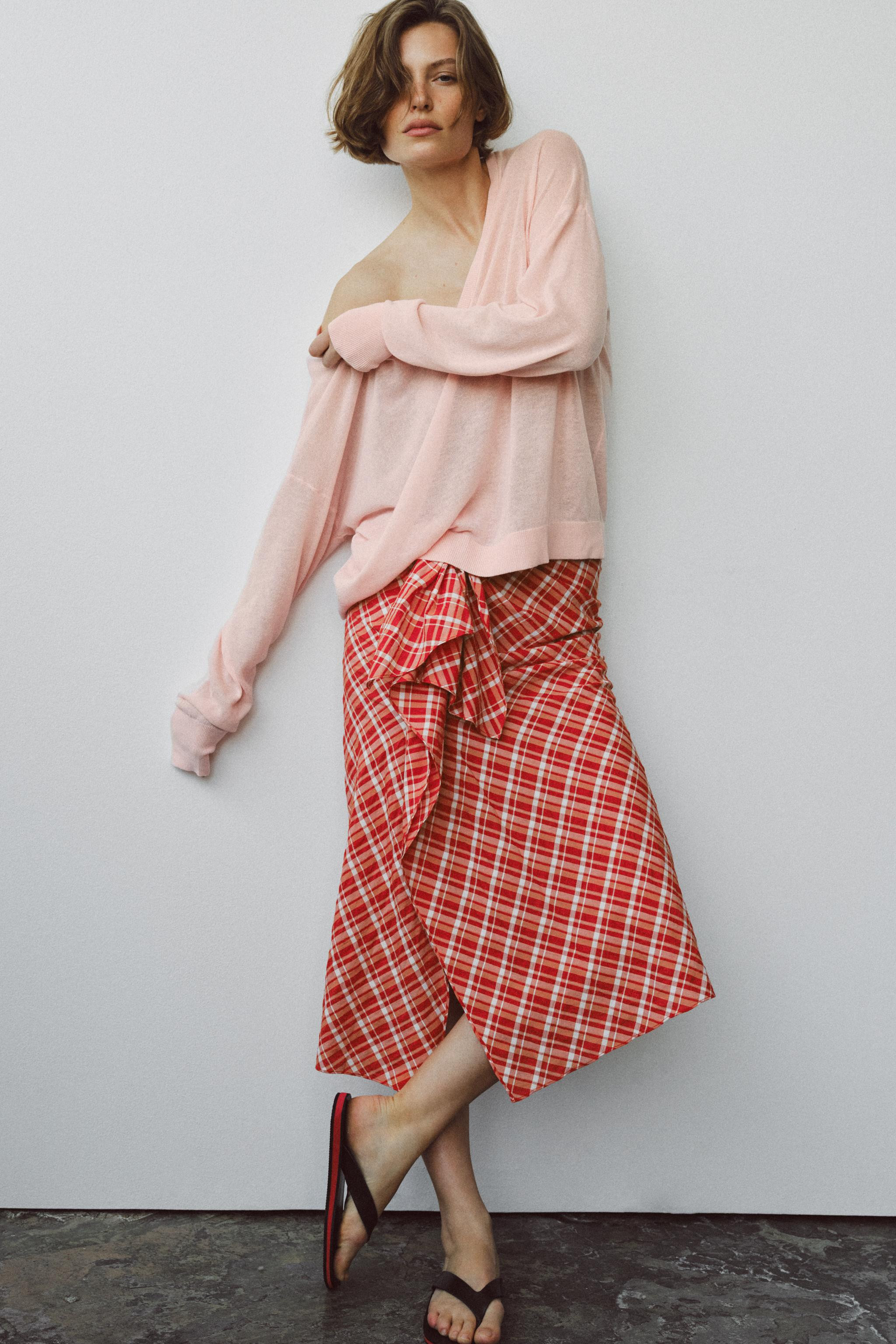 ZW COLLECTION PLAID MIDI SKIRT | Zara US