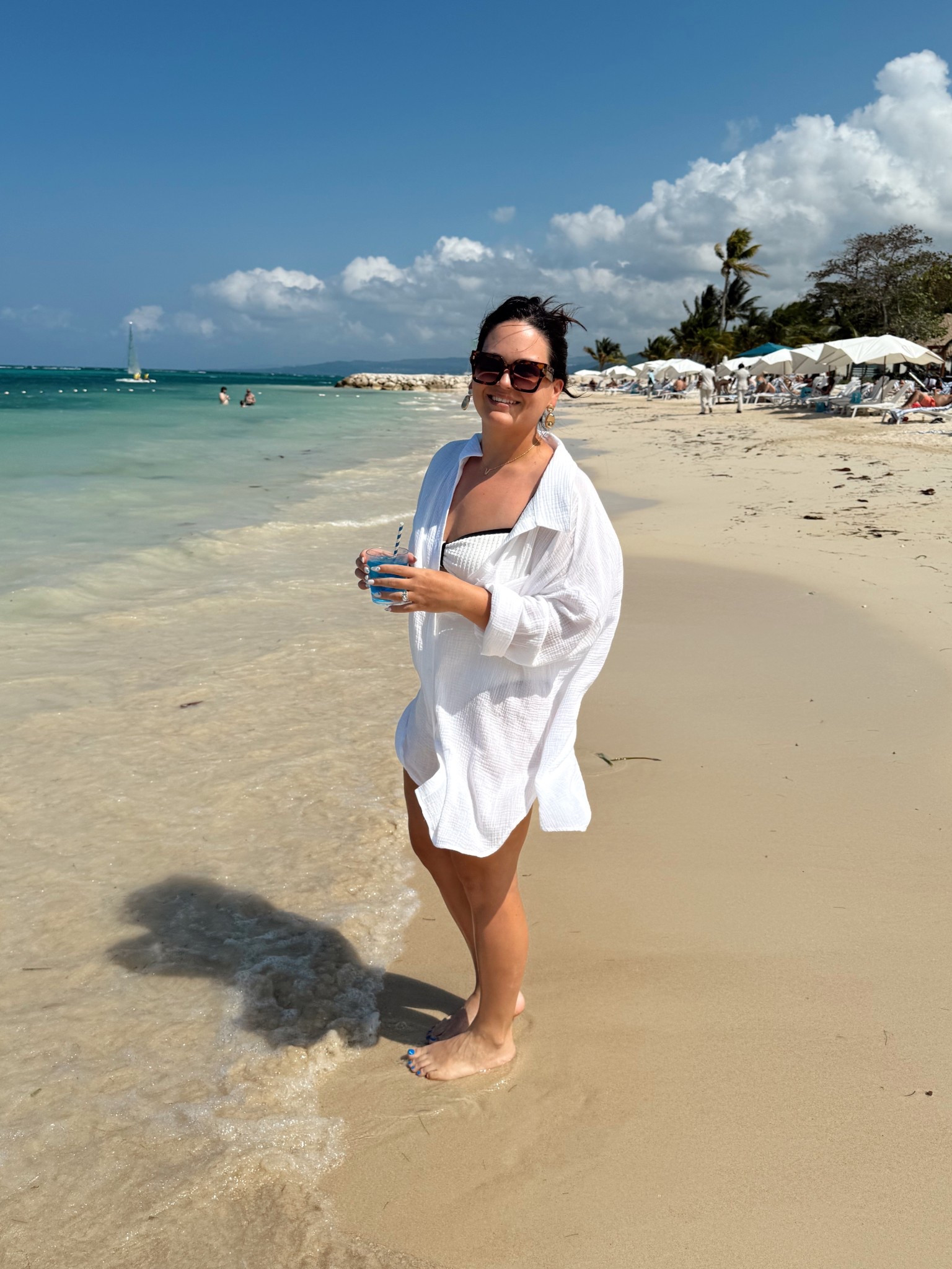 Beach ootd ☀️ obsessed with this swimsuit (wearing a large and has pretty good booty coverage) sized up to a L in the coverup 

Jamaica outfits, anniversary trip, beach look, beachy style, mom style

#LTKStyleTip #LTKTravel #LTKFindsUnder50