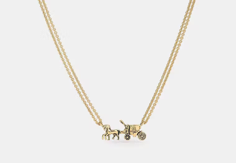Horse And Carriage Double Chain Necklace | Coach Outlet US