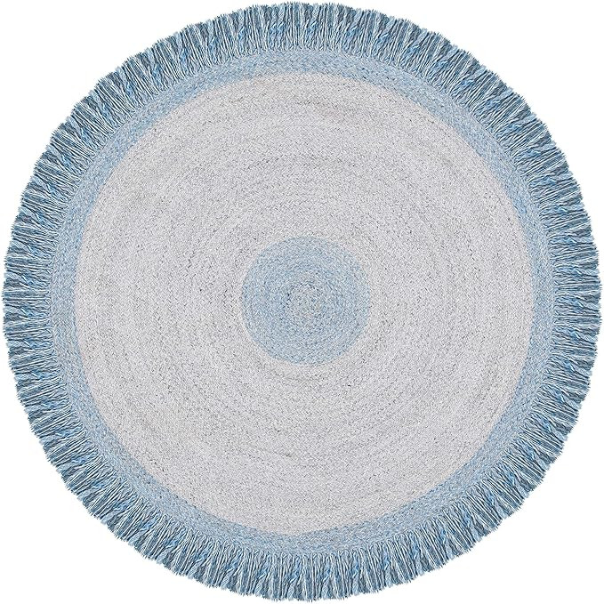 Safavieh Cape Cod Collection CAP227M Handmade Fringe Area Rug, 5' x 5' Round, Blue / Grey | Amazon (US)