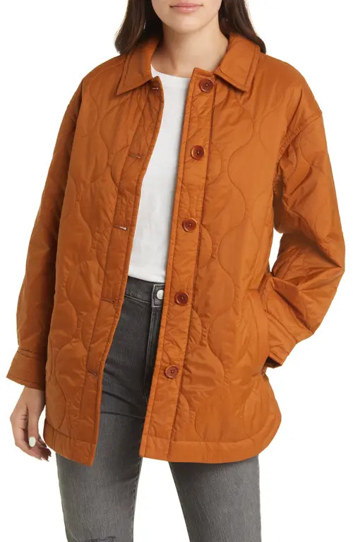 Madewell Airpuff Shirt Jacket in Warm Coffee at Nordstrom, Size Large | Nordstrom