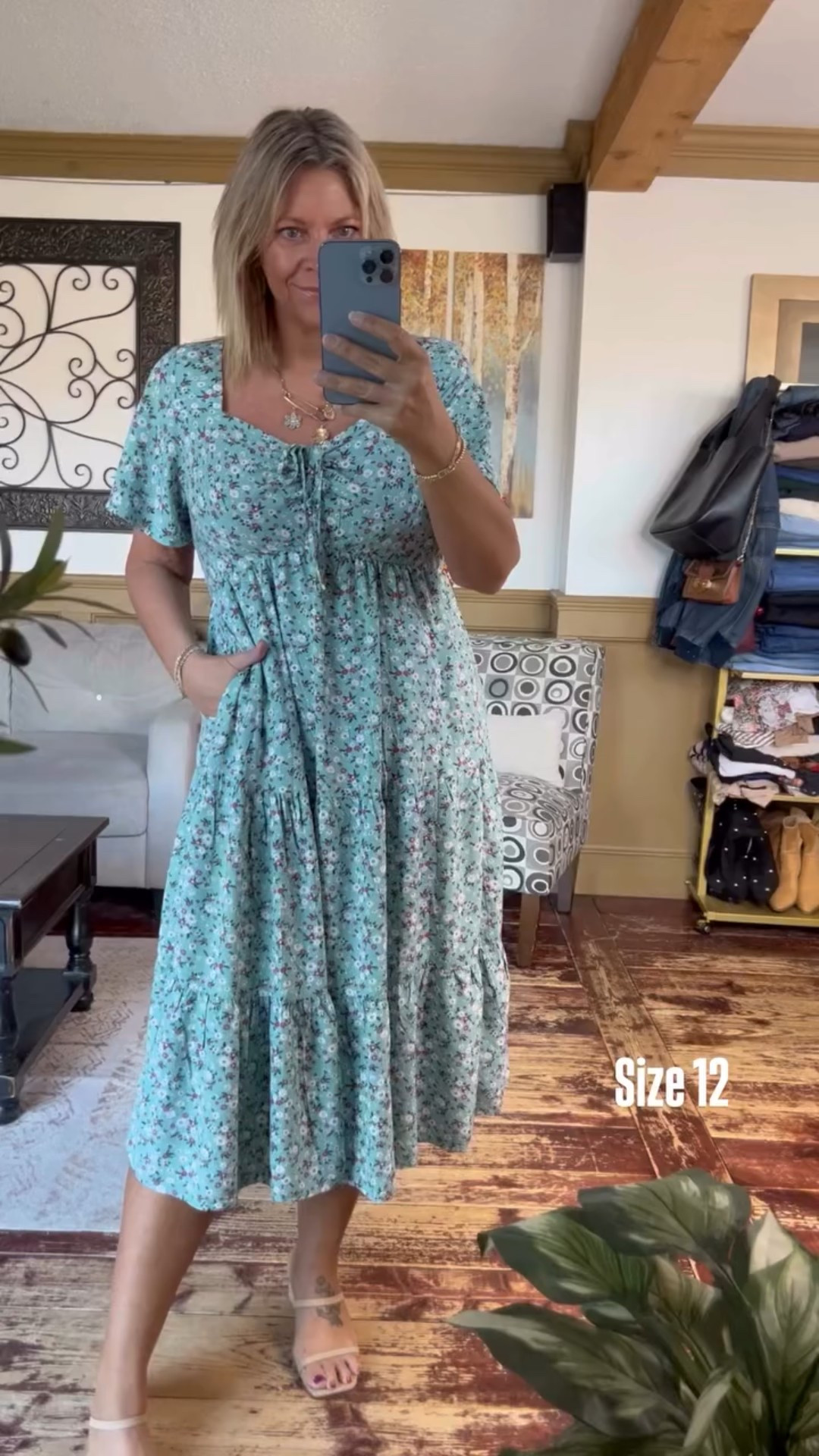 Size 12 in this flutter sleeve midi dress with pockets 

#LTKOver40 #LTKSeasonal #LTKMidsize