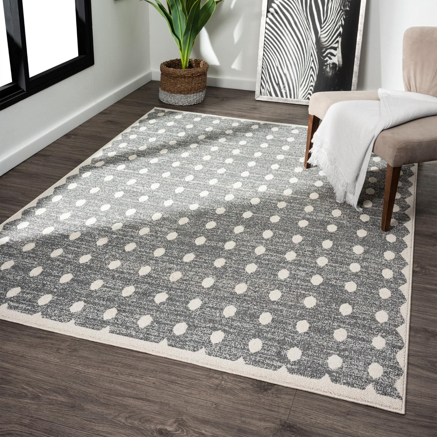 Luxe Weavers Modern Geometric Dots Anthracite 6x9 Area Rug, Non-Fade Carpet | Walmart (US)