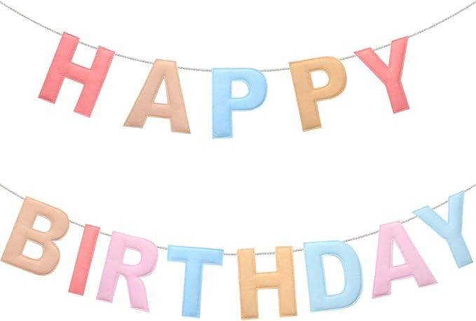 Felt Happy Birthday Garland Rainbow Banner Reusable Happy Birthday Sign Party Supply for Party De... | Amazon (US)