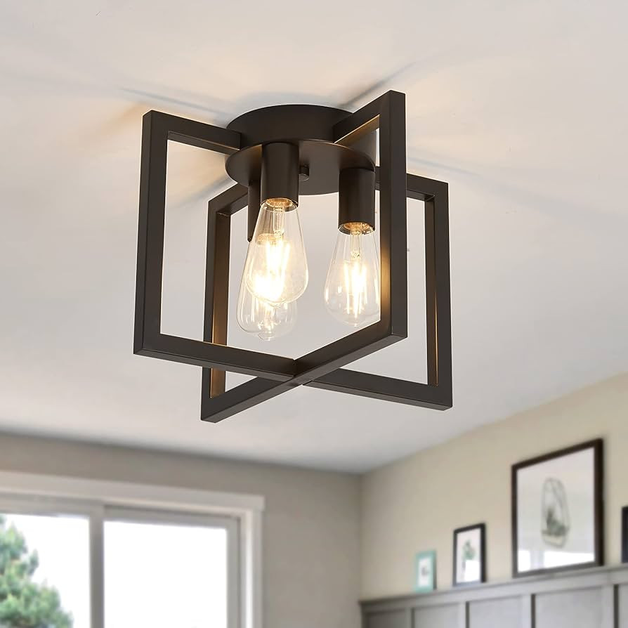 ZGLAOJT 3-Lights Ceiling Light Fixture,Industrial Semi Flush Mount Chandelier,Ceiling Lighting fo... | Amazon (US)