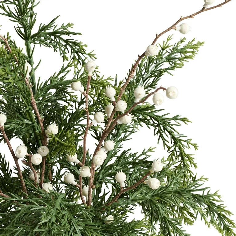 Better Homes & Gardens 16" Artificial Cypress & Berries Arrangement in Ribbed Ceramic Vase | Walmart (US)