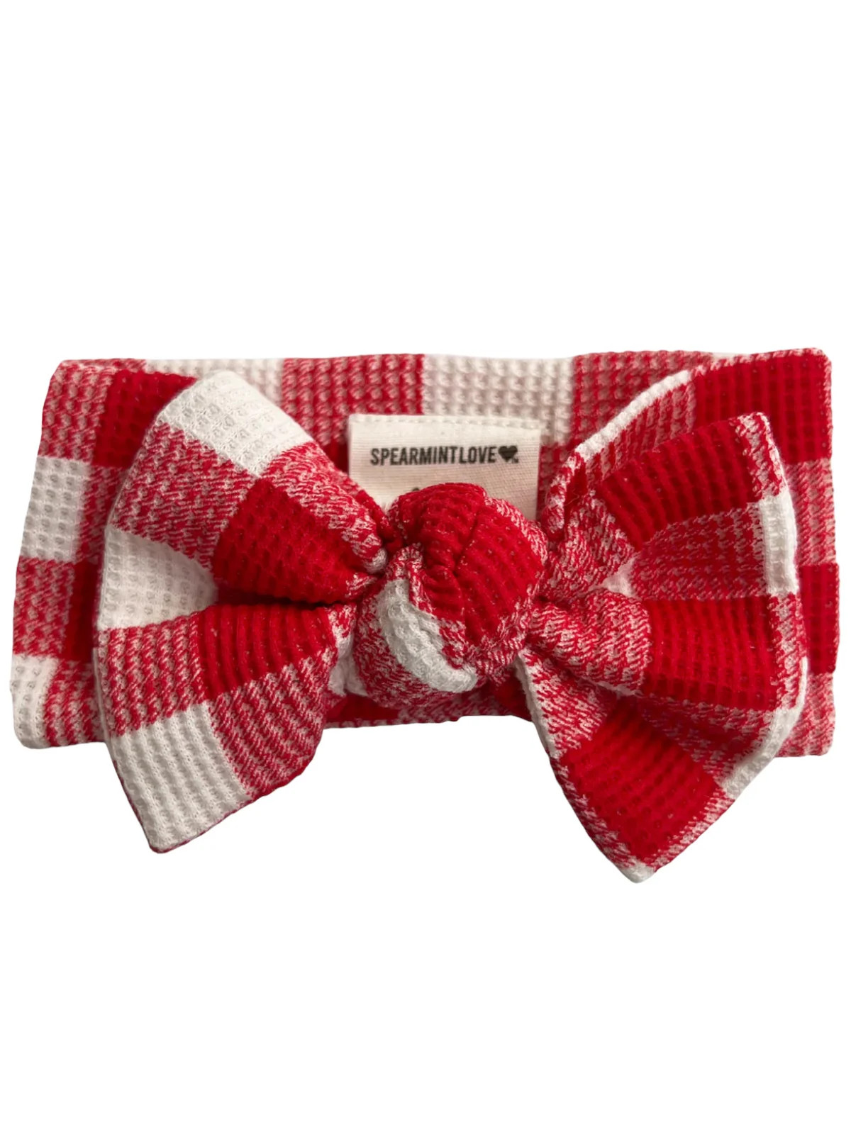 Organic Waffle Knot Bow, Red Plaid | SpearmintLOVE