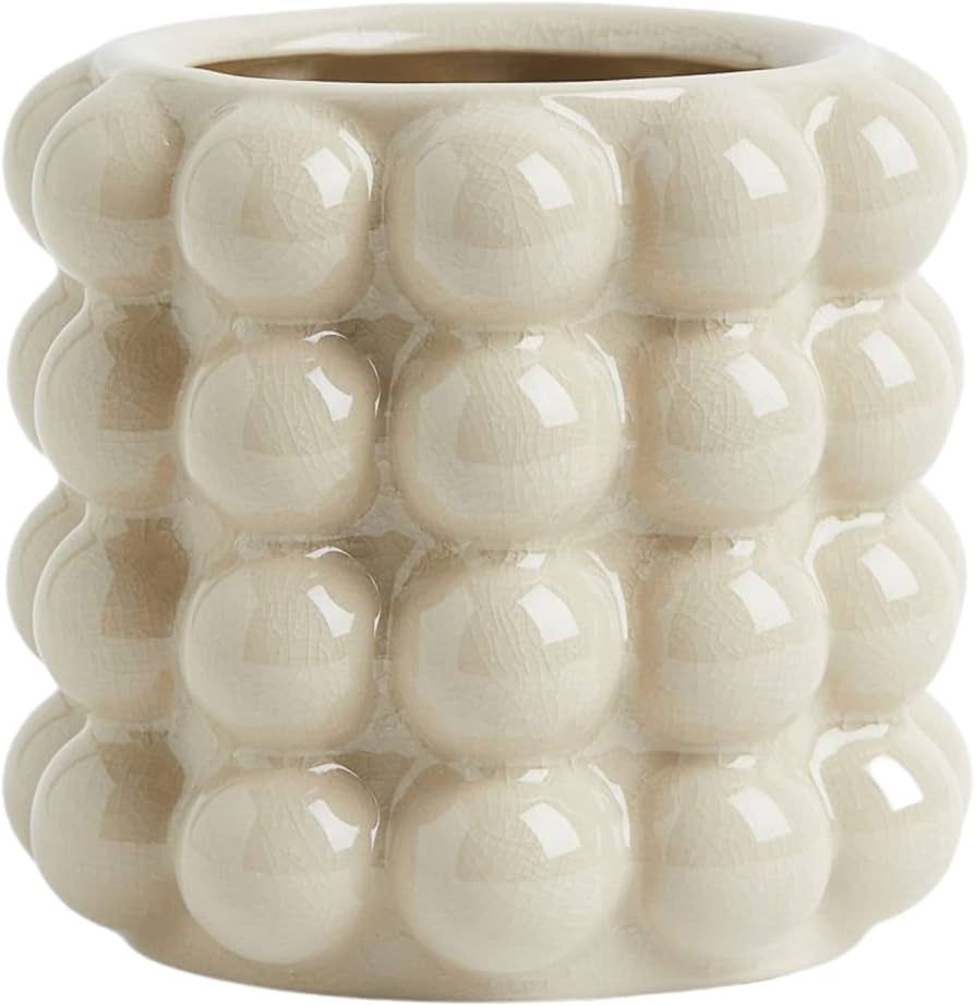 YANWE1 Bubble Vase, Small Vase, White Ceramic Vase, Boho Vase, Ceramic Flower Vase, Vase for Decor, Decorative Vase for Flowers, Living Room, Bedroom, Office, Fireplace, Mantel, Coffee Table, 5 Inches | Amazon (US)