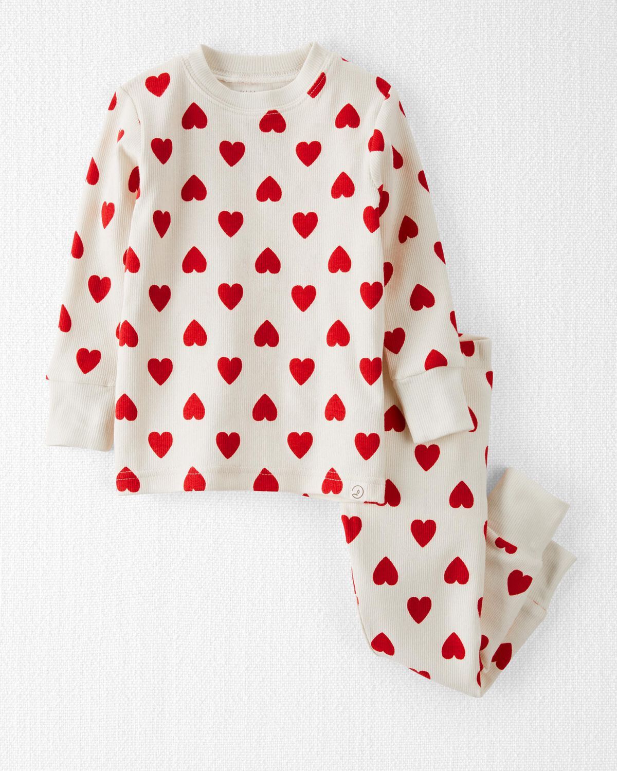Heart Print on Sweet Cream Baby Organic Cotton 2-Piece Pajamas  | carters.com | Carter's