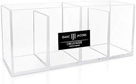Isaac Jacobs 4-Compartment Clear Acrylic Organizer- Makeup Brush Holder- Storage Solution- Office... | Amazon (US)