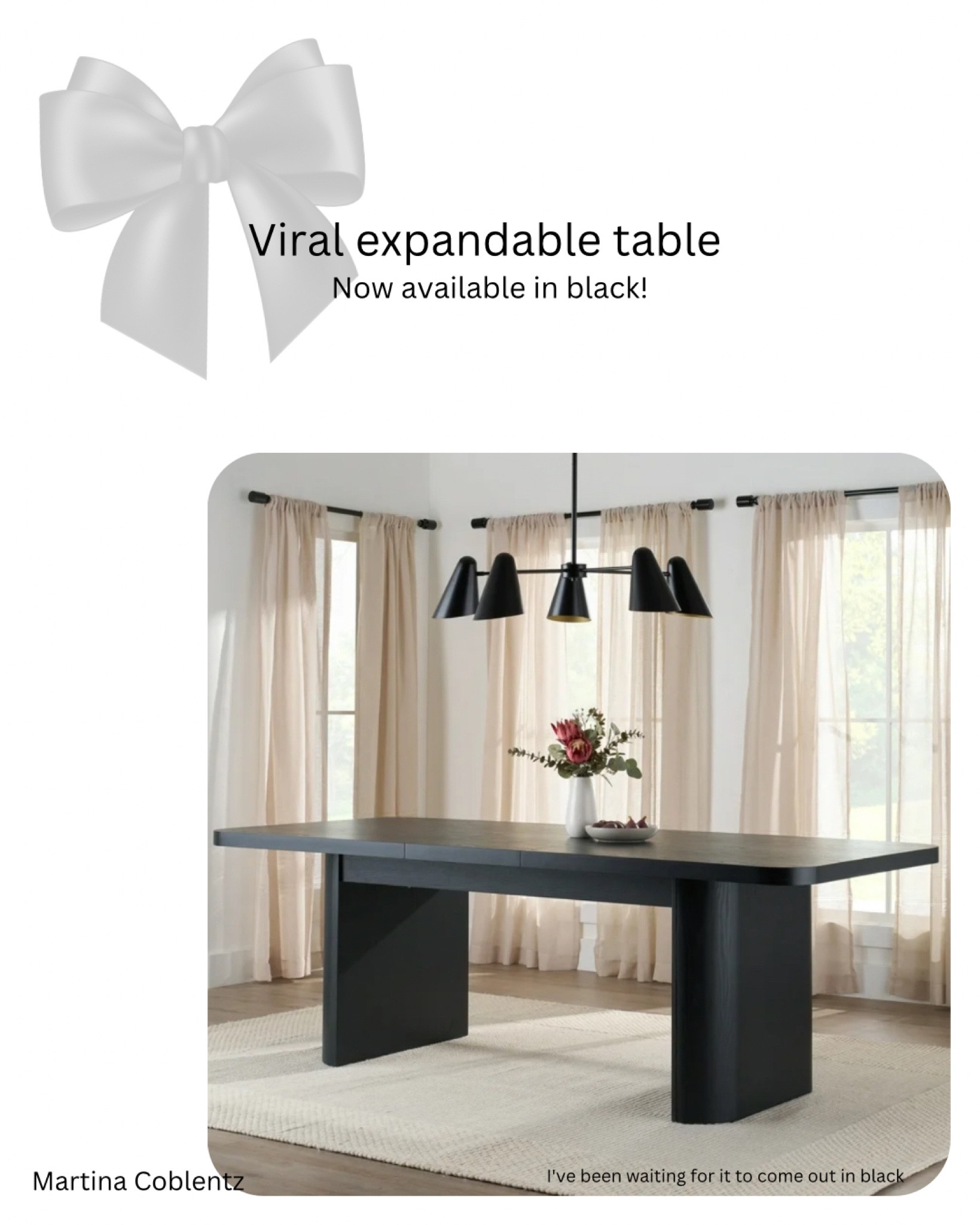 The viral expandable dining table is now available in black and under $250! Such a great deal 

•dining table •affordable •dining room •Walmart finds •Walmart home •boujee •budget •affordable furniture 

#LTKSaleAlert #LTKFamily #LTKHome