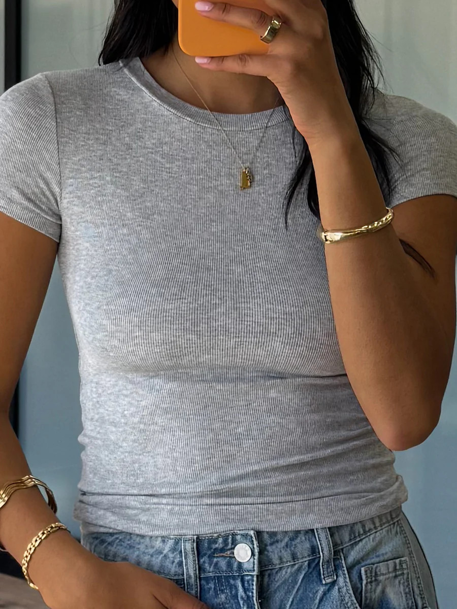 Essential Ribbed Tee | Grey | +Plus Available | RESTOCK | Talulah