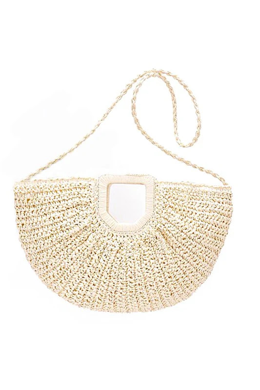 Faux Straw Half Circle Convertible Swing Clutch | Casual Chic Boutique