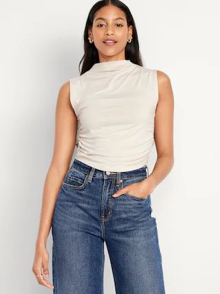 Mock-Neck Ruched Top | Old Navy (CA)