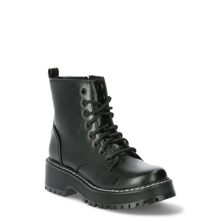 No Boundaries Women's Combat Boots, Wide Width Available | Walmart (US)