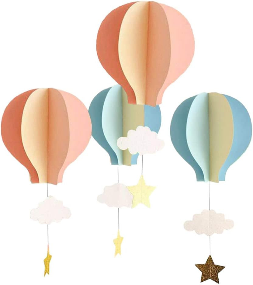 Toddmomy Hot Air Balloon Garland Decorations 4Pcs Hot Air Balloon Hanging Paper Decoration Cloud ... | Amazon (US)