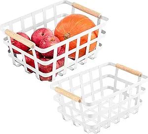 Farmhouse Baskets Wire Storage Metal Baskets Storage Bin Basket Organizer Farmhouse fruit Bin wit... | Amazon (US)