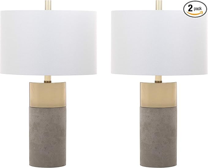 SAFAVIEH Lighting Collection Oliver Modern Contemporary Farmhouse Grey Concrete/ Gold Bedroom Liv... | Amazon (US)