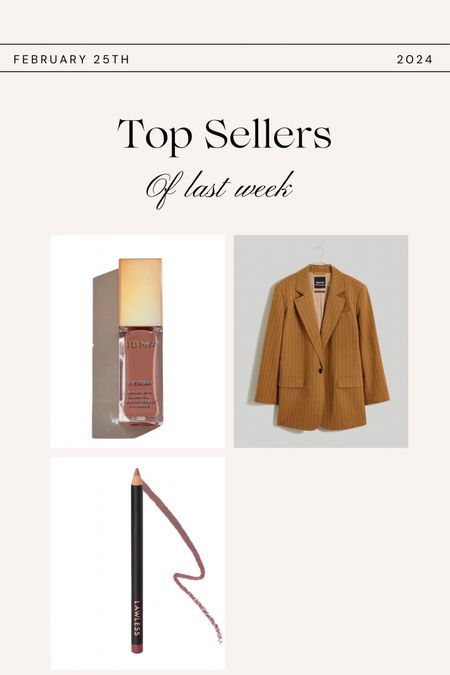 Shop my top sold products of last week! These are some of my favorite products! The most perfect lip combo and such a great blazer to dress up or down! #curvyfashion #businesscasual #beauty #perfectlipstick #datenight 

#LTKbeauty #LTKSeasonal #LTKstyletip