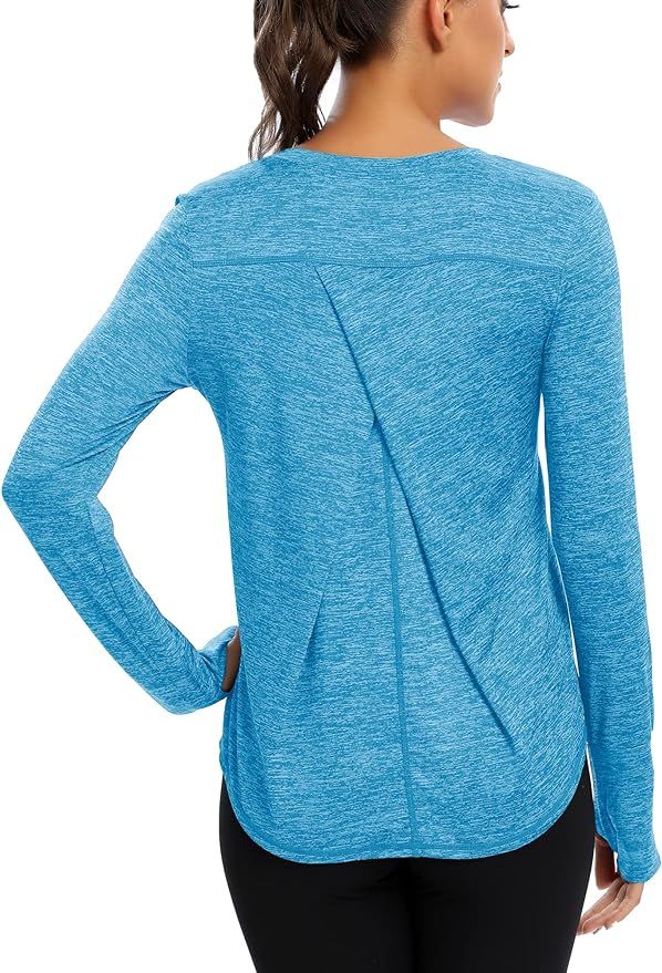 Clicilen Women's Long Sleeve Workout Tops Gym Yoga Shirts Exercise Sports T Shirt | Amazon (US)
