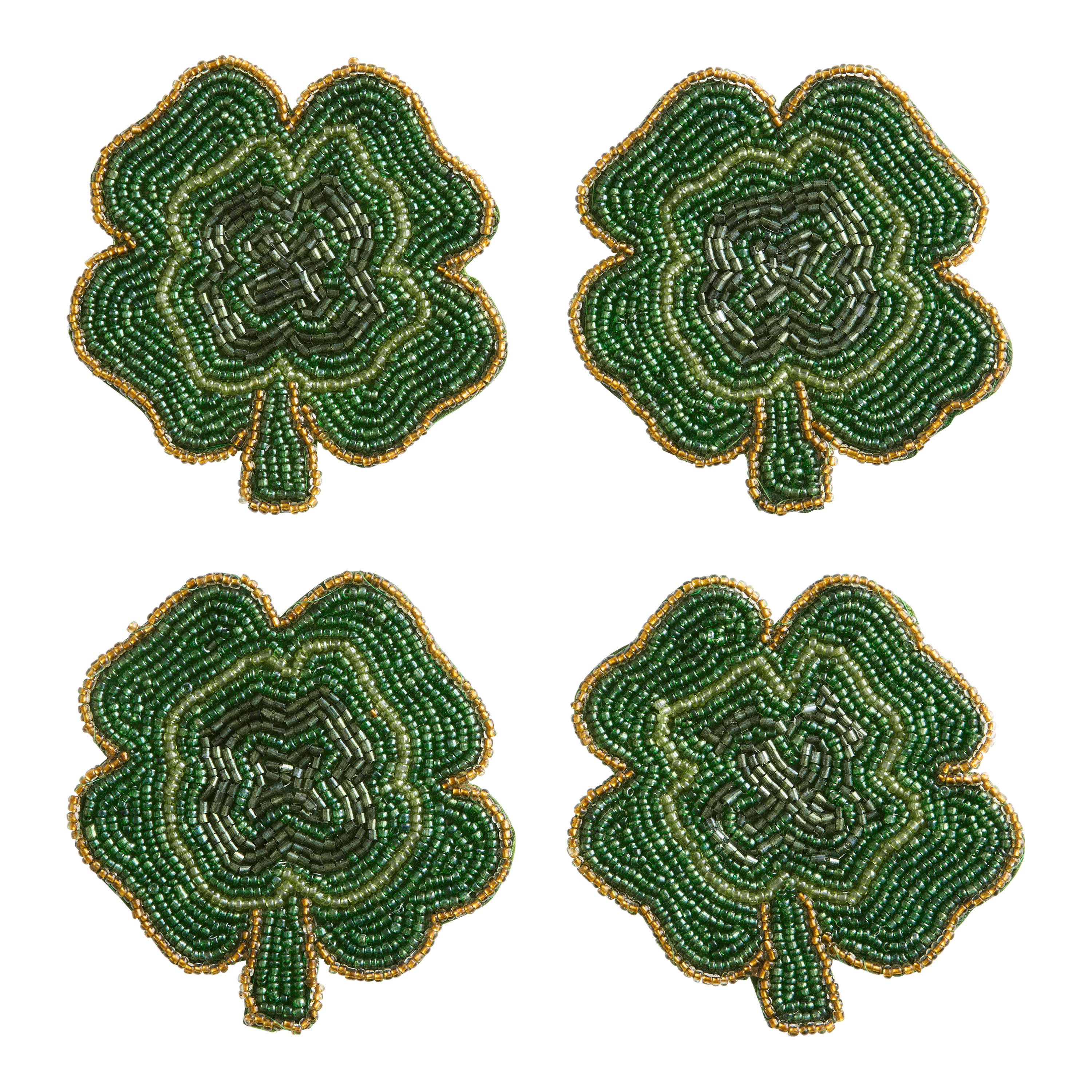 Green Clover Beaded Coasters 4 Pack | World Market