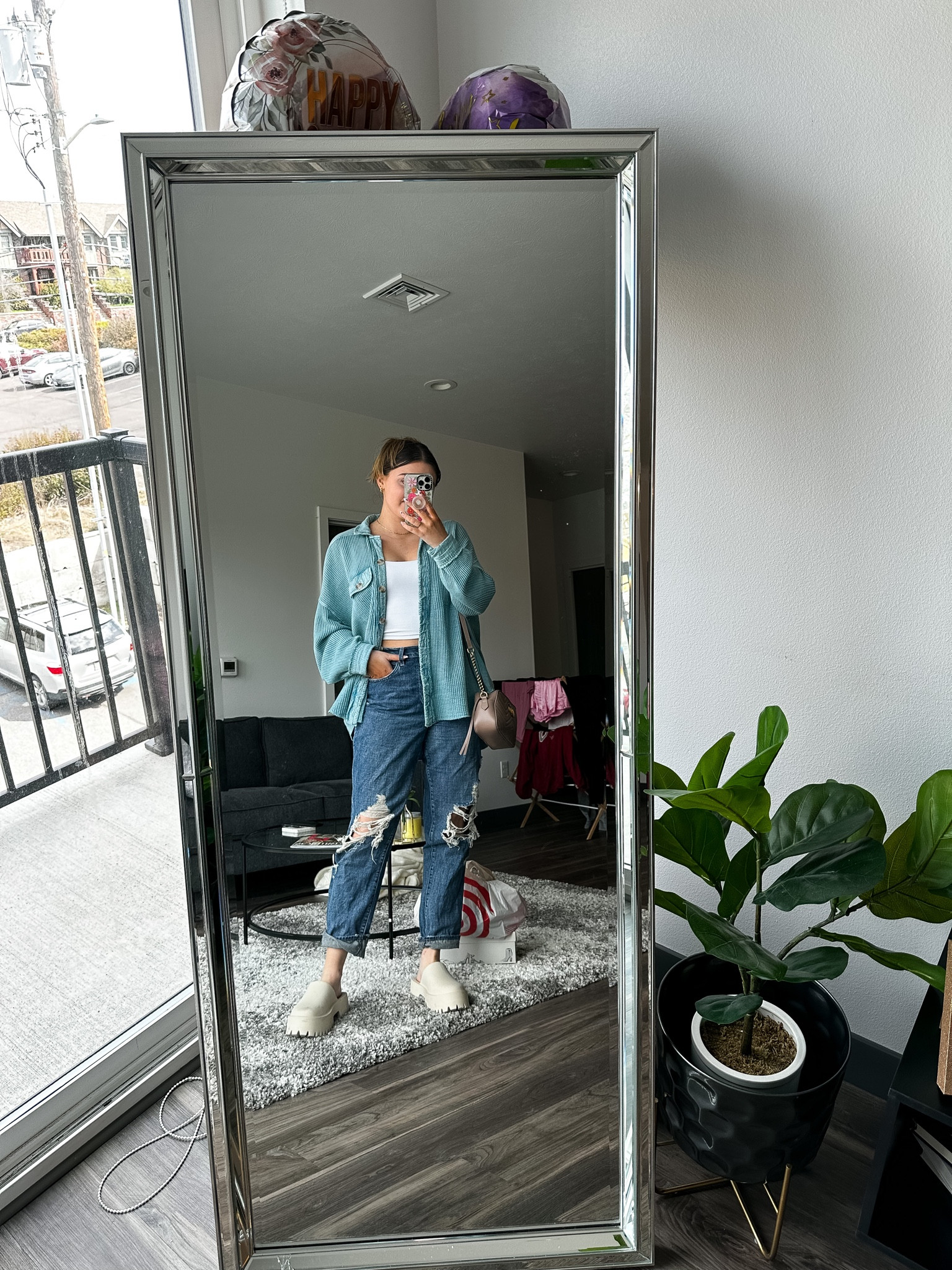 Casual and cozy spring outfit idea. Featuring my favorite boyfriend jeans and lightweight button down!

I’m wearing a M tank and shirt with size 9 clogs and size 31 jeans 

#LTKSeasonal #LTKshoecrush #LTKstyletip