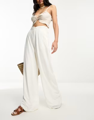 ASOS DESIGN - Pantalon ample aspect lin - Blanc | ASOS (Global)