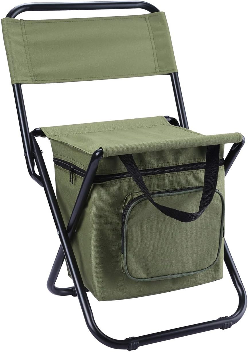 LEADALLWAY Fishing Chair with Cooler Bag Foldable Compact Fishing Stool,Green | Amazon (US)