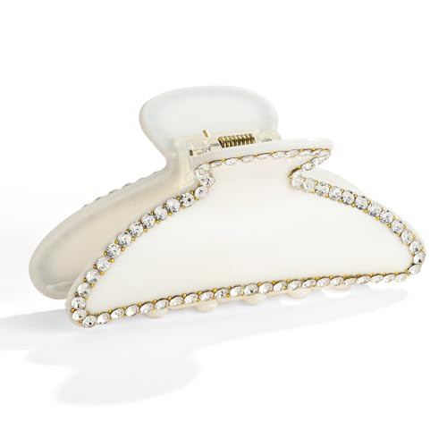LILIE&WHITE White Acrylic Hair Clips For women With Rhinestones Design Hair Clip With Claw Elegant And Stylish Hair Accessory Claw Clips Perfect For Daily Use Hair Claws Fashion Jewelry | Amazon (US)