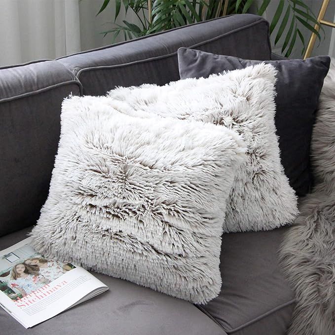 Uhomy Home Decorative Luxury Series Super Soft Style Artificial Fur Throw Pillow Case Cushion Cov... | Amazon (US)