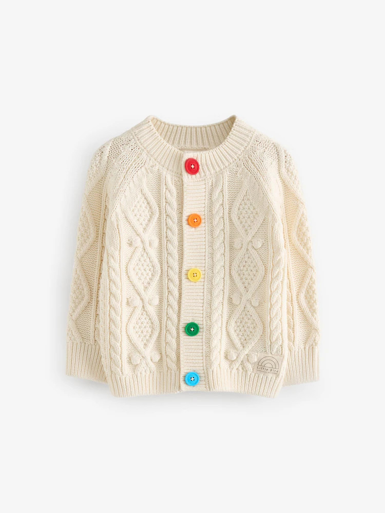 Little Bird by Jools Oliver Ecru Knitted Cable Cotton Cardigan | Next US