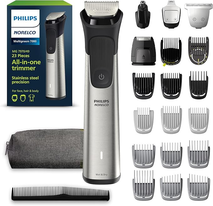 Philips Norelco Multigroom 7000 Series, All-in-One Trimmer, Beard Trimmer and Hair Clipper, 23-Pi... | Amazon (US)