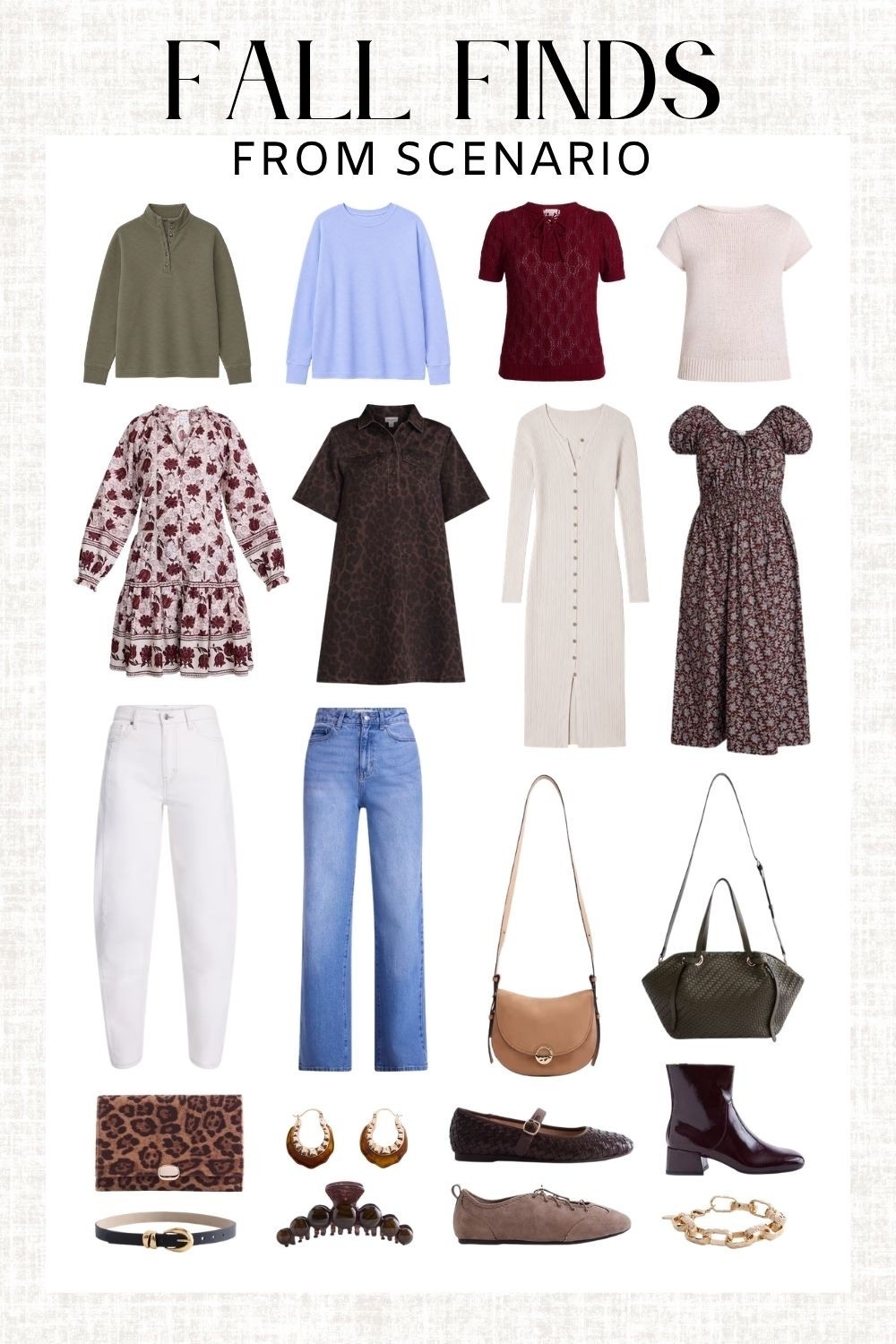 Scenario has all the prettiest fall finds right now! Cozy knits, feminine dresses, classic denim, and chic accessories perfect for refreshing your wardrobe.

Scenario fall finds, affordable fall fashion, fall outfit ideas, autumn dresses, cozy sweaters, wide leg jeans, fall accessories, women’s style

#LTKootd #LTKSeasonal #LTKMidsize