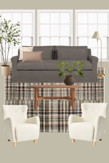 Cozy sun room, livingroom, livingroom decor, sixpenny sofa, linen sofa, McGee and co, studio McGee, amber interiors, target home, target chair, Sherpa chair, shearling chair, amber interiors look for less, faux tree, hearth and hand, sitting room. 

#LTKSale #LTKhome #LTKFind