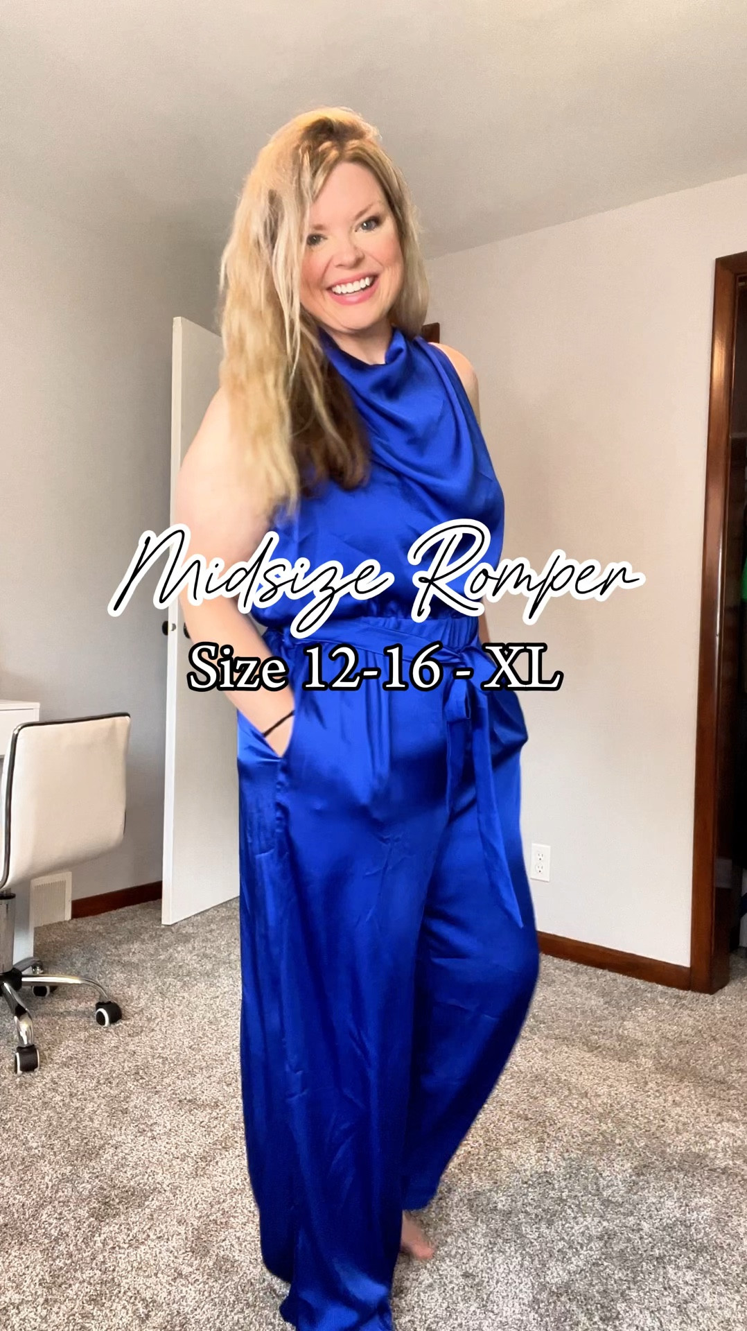 This Romper in Royal Blue is STUNNING!!!! I’m wearing an XL. I am
about 5’5” and weigh 180lbs! This is under $23!!! 

#LTKPlusSize #LTKSaleAlert #LTKMidsize