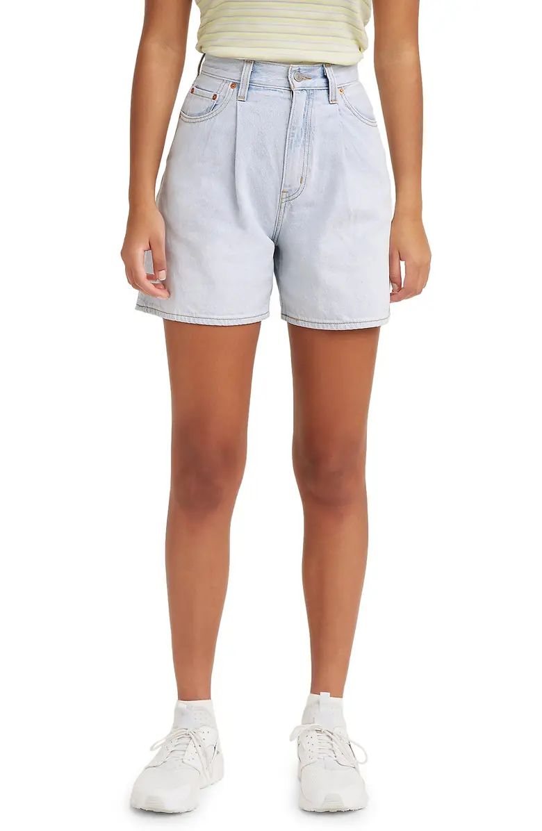 Pleated Ribcage Denim Shorts | Nordstrom