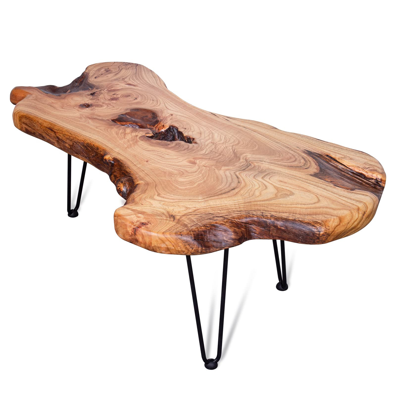 Live Edge Coffee Table Natural Wood Edge Metal Hairpin Legs Cocktail Table | Amazon (US)