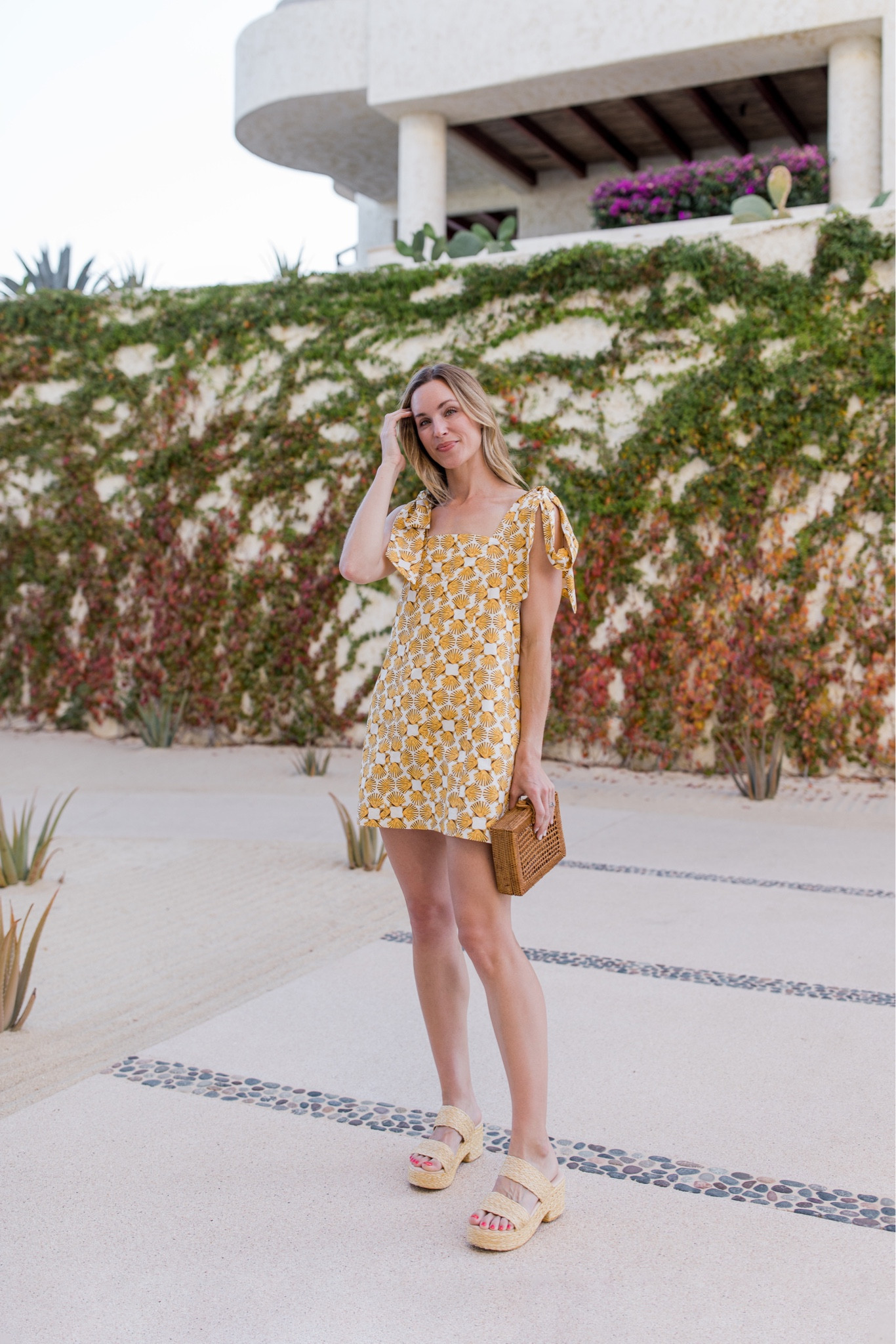 Beach vacation outfit in a seashell pattern dress 🤍

#LTKstyletip #LTKtravel #LTKSeasonal